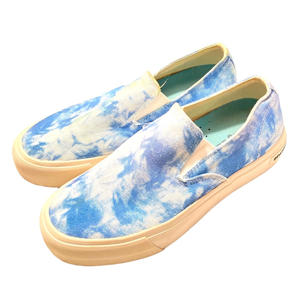 SeaVees Baja Slip-On Sneakers Women’s Size 8.5 Tie Dye Canvas Shoes Blue White